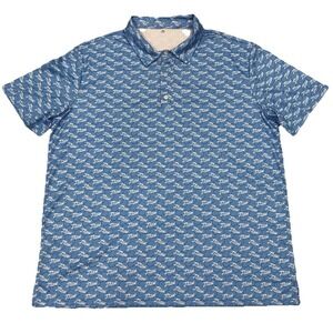 Funny Novelty Golf Polo Shirt Mens XL Blue All Over Print Party Bar Humor